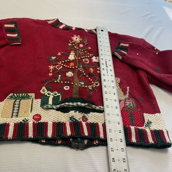 Eagle’s Eye VTG Snowman Embroidered Sweater Cardigan Size Medium - Picture 9 of 10